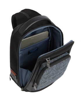 Рюкзак слинг мужской Piquadro Oberon CA7277W150/BLUS темно-синий нейлон/натур.кожа - купить недорого с доставкой в интернет-магазине