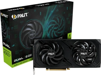 Видеокарта Palit PCI-E 4.0 RTX4060Ti DUAL NVIDIA GeForce RTX 4060TI 8Gb 128bit GDDR6 2310/18000 HDMIx1 DPx3 HDCP Ret - купить недорого с доставкой в интернет-магазине