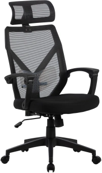 Кресло Cactus CS-MC414-BK черный сетка/ткань с подголов. крестов. пластик - купить недорого с доставкой в интернет-магазине