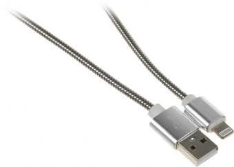 Кабель Premier 6-703M2 1.0S USB (m)-Lightning (m) 1м серебристый пакет - купить недорого с доставкой в интернет-магазине