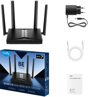 Роутер беспроводной Cudy WR3600H BE3600 100/1000/2500BASE-T черный - купить недорого с доставкой в интернет-магазине