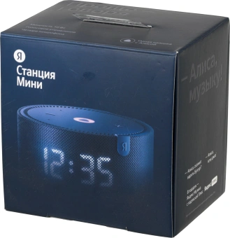 Умная колонка Yandex Станция Мини с часами Алиса синий 10W 1.0 BT 10м (YNDX-00020B) - купить недорого с доставкой в интернет-магазине