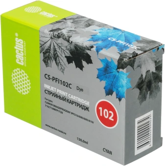 Картридж струйный Cactus CS-PFI102C PFI-102 C синий (130мл) для Canon IP iPF500/iPF600/iPF700/ MFP M40/iPF765/LP17/LP24 с чипом - купить недорого с доставкой в интернет-магазине