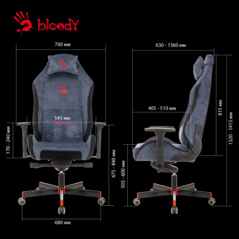 Кресло игровое A4Tech Bloody GC-470 синий с подголов. крестов. металл - купить недорого с доставкой в интернет-магазине
