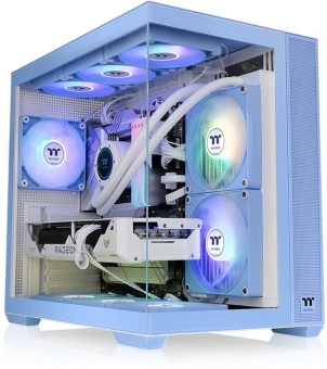 Корпус Thermaltake View 380 TG ARGB Hydrangea синий без БП ATX 6x120mm 2x140mm 1x200mm 2xUSB3.0 audio bott PSU - купить недорого с доставкой в интернет-магазине