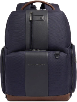 Рюкзак мужской Piquadro Brief2 CA4439BR2BM/BLUCU темно-синий/коричневый нейлон/натур.кожа - купить недорого с доставкой в интернет-магазине