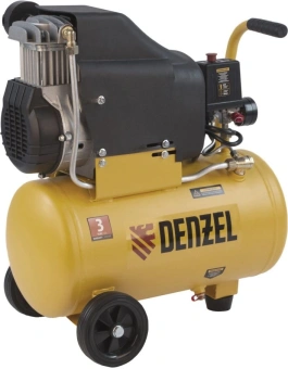 Компрессор поршневой Denzel DLC1300/24 безмасляный 206л/мин 24л 1300Вт желтый/черный - купить недорого с доставкой в интернет-магазине