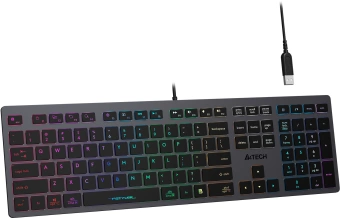 Клавиатура A4Tech FX60H серый USB slim LED (FX60H GREY/NEON) кабель 1.5м - купить недорого с доставкой в интернет-магазине