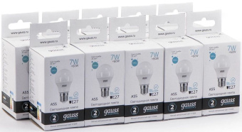 Лампа светодиодная Gauss Elementary 7Вт цок.:E27 груша 220B св.свеч.бел.нейт. A60 (упак.:10шт) (23227A) - купить недорого с доставкой в интернет-магазине