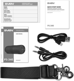 Колонка порт. Sven PS-340 черный 24W 2.0 BT/3.5Jack/USB 10м 3600mAh (SV-021283) - купить недорого с доставкой в интернет-магазине