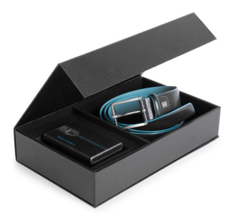 Набор подарочный мужской Piquadro Blue Square CUBOX15B2R/N чехол для кредитных карт/ремень 125х3.5см черный натур.кожа - купить недорого с доставкой в интернет-магазине