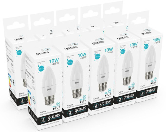 Лампа светодиодная Gauss Elementary 30220 10Вт цок.:E27 свеча 220B св.свеч.бел.нейт. (упак.:10шт) - купить недорого с доставкой в интернет-магазине