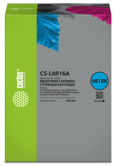 Картридж струйный Cactus CS-L0R16A 981BK черный (465мл) для HP PageWide Enterprise Color 556dn/556xh/Flow MFP586z - купить недорого с доставкой в интернет-магазине
