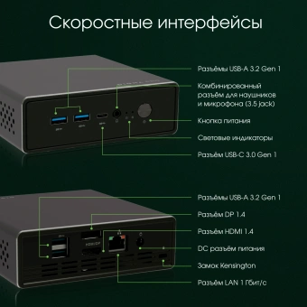 Неттоп Digma Pro Minimax U1 i5 1240P (1.7) 16Gb SSD512Gb Iris Xe Windows 11 Pro GbitEth WiFi BT 60W темно-серый/черный (DPP5-ADXW02) - купить недорого с доставкой в интернет-магазине