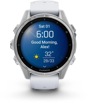 Смарт-часы Garmin Fenix 8 43мм 1.3" AMOLED корп.серебристый рем.белый разм.брасл.:108-182мм (010-02903-00) - купить недорого с доставкой в интернет-магазине