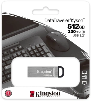 Флеш Диск Kingston 512GB DataTraveler Kyson DTKN/512GB USB3.0 серебристый/черный - купить недорого с доставкой в интернет-магазине