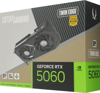 Видеокарта Zotac PCI-E 5.0 RTX 5060 TWIN EDGE NVIDIA GeForce RTX 5060 8Gb 128bit GDDR7 2497/28000 HDMIx1 DPx3 HDCP Ret - купить недорого с доставкой в интернет-магазине