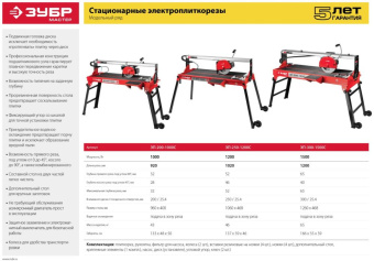 Плиткорез электрический Зубр ЭП-300-1500C 1500Вт красный/черный - купить недорого с доставкой в интернет-магазине