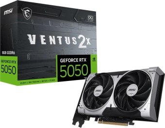 Видеокарта MSI PCI-E 5.0 RTX 5050 8G VENTUS 2X OC NVIDIA GeForce RTX 5050 8Gb 128bit GDDR6 2602/28000 HDMIx1 DPx3 HDCP Ret - купить недорого с доставкой в интернет-магазине