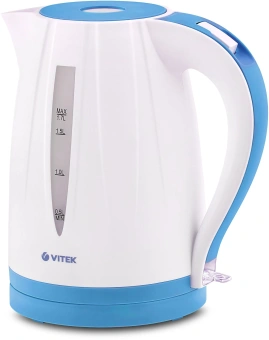 Чайник электрический Vitek VT-7031 1.7л. 2200Вт белый/голубой корпус: пластик (7031-VT) - купить недорого с доставкой в интернет-магазине