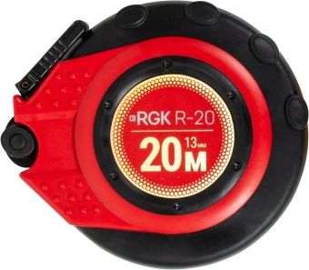 Рулетка строительная RGK R20 дл.полотна 20м изм.шкала в см зацеп простой красный/черный (755894) - купить недорого с доставкой в интернет-магазине