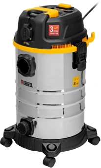 Строительный пылесос Denzel RVC30 1400Вт (уборка: сухая/сбор воды/выдув) серебристый - купить недорого с доставкой в интернет-магазине