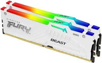 Память DDR5 2x32GB 6000MHz Kingston KF560C36BWEAK2-64 Fury Beast White Expo RGB RTL Gaming PC5-48000 CL36 DIMM 288-pin 1.35В dual rank с радиатором Ret - купить недорого с доставкой в интернет-магазине