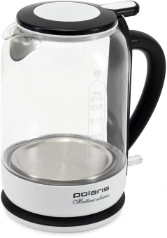 Чайник электрический Polaris PWK 1753CGL 1.5л. 1950Вт белый/черный корпус: стекло/металл/пластик - купить недорого с доставкой в интернет-магазине