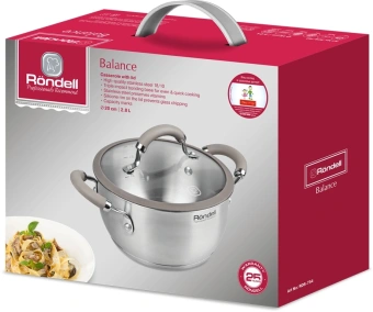 Кастрюля Rondell Balance RDS-754 2.8л. d=20см (с крышкой) стальной - купить недорого с доставкой в интернет-магазине