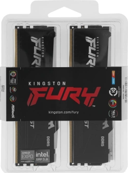 Память DDR5 2x32GB 5200MHz Kingston KF552C36BBEAK2-64 Fury Beast Expo RGB RTL Gaming PC5-41600 CL36 DIMM 288-pin 1.25В kit single rank с радиатором Ret - купить недорого с доставкой в интернет-магазине