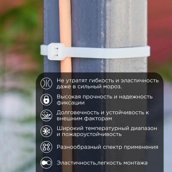 Стяжка пластиковая Rexant 87-1301 300x4.8мм (упак:100шт) нейлон внешний (-60/+85) белый - купить недорого с доставкой в интернет-магазине