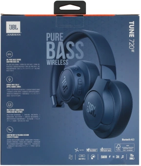 Гарнитура мониторные JBL Tune 720 BT 1.2м синий беспроводные bluetooth оголовье (JBLT720BTBLU) - купить недорого с доставкой в интернет-магазине