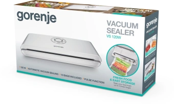 Вакуумный упаковщик Gorenje VS120W 120Вт 9л/мин шир.пак.:30см белый - купить недорого с доставкой в интернет-магазине