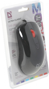 Мышь Defender Ultra Classic MB-280 черный оптическая 1600dpi USB 4but (52281) - купить недорого с доставкой в интернет-магазине