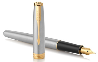 Ручка перьев. Parker Sonnet Core F527 (CW1931504) Stainless Steel GT F сталь нержавеющая подар.кор. стреловидный пиш. наконечник кругл. - купить недорого с доставкой в интернет-магазине