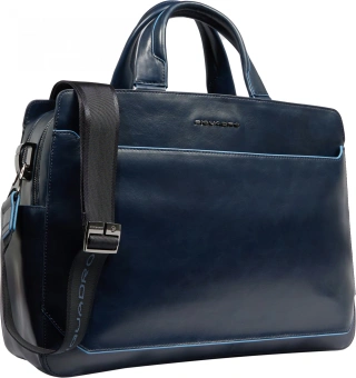 Деловая сумка Piquadro Blue Square CA6590B2/BLU2 с отделением для ноутбука 15.6" темно-синяя натур.кожа - купить недорого с доставкой в интернет-магазине