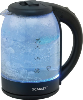 Чайник электрический Scarlett SC-EK27G90 1.7л. 1800Вт черный корпус: стекло - купить недорого с доставкой в интернет-магазине