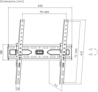 Кронштейн для телевизора Ultramounts UM845 черный 32"-75" макс.45кг настенный наклон - купить недорого с доставкой в интернет-магазине