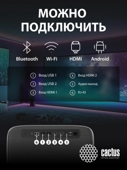 Проектор Cactus CS-PRC.06B.Full HD-A LCD 21000Lm LS 900Lm ANSI (1920x1080) 2000:1 ресурс лампы:50000часов 2xUSB typeA 2xHDMI 3.0кг - купить недорого с доставкой в интернет-магазине