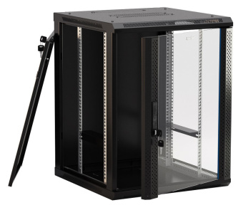 Шкаф коммутационный Hyperline (TWB-1566-GP-RAL9004) настенный 15U 600x600мм пер.дв.стекл 2 бок.пан. 60кг черный IP20 сталь - купить недорого с доставкой в интернет-магазине