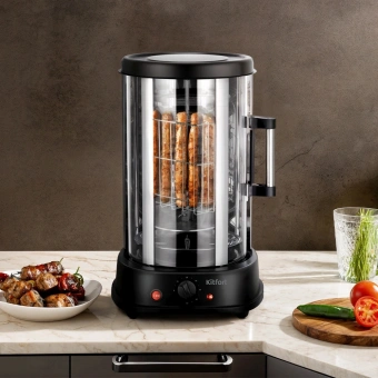 Шашлычница электрическая Kitfort КТ-1411 1500Вт серебристый/черный - купить недорого с доставкой в интернет-магазине