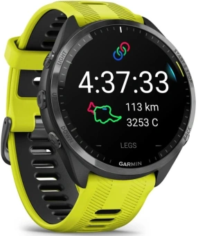 Смарт-часы Garmin Forerunner 965 47мм 1.4" AMOLED корп.черный рем.черный/желтый разм.брасл.:135-205мм (010-02809-12) - купить недорого с доставкой в интернет-магазине