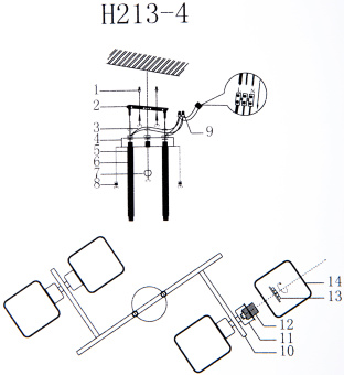Люстра Hiper Shepard H213-4 потолоч. черный/прозрач. - купить недорого с доставкой в интернет-магазине