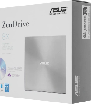 Привод DVD-RW Asus SDRW-08U7M-U серебристый USB ultra slim внешний RTL - купить недорого с доставкой в интернет-магазине