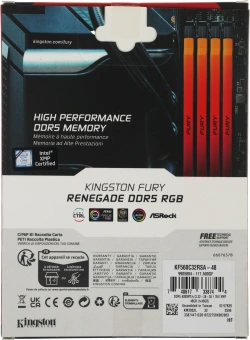 Память DDR5 48GB 6000MHz Kingston KF560C32RSA-48 Fury Renegade Silver RGB RTL Gaming PC5-48000 CL32 DIMM UDIMM 288-pin 1.35В single rank с радиатором Ret - купить недорого с доставкой в интернет-магазине