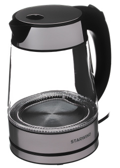 Чайник электрический Starwind SKG3311 1.7л. 2200Вт черный/серебристый корпус: стекло/металл/пластик - купить недорого с доставкой в интернет-магазине