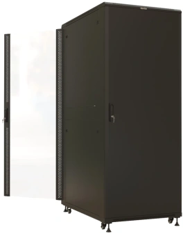 Шкаф коммутационный Hyperline (TTBR-4288-AS-RAL9004) напольный 42U 800x800мм пер.дв.стекл задн.дв.спл.стал.лист 2 бок.пан. 1000кг черный 710мм 2055мм IP20 сталь - купить недорого с доставкой в интернет-магазине