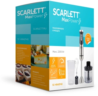 Блендер погружной Scarlett SC-HB42F40 2200Вт серебристый/черный - купить недорого с доставкой в интернет-магазине