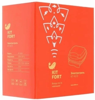 Электрогриль Kitfort KT-1610 1000Вт красный/черный - купить недорого с доставкой в интернет-магазине