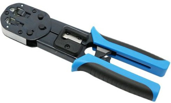 Инструмент обжимной Hyperline HL-3H00010 для RJ-45/RJ-12 (упак:1шт) черный/голубой - купить недорого с доставкой в интернет-магазине